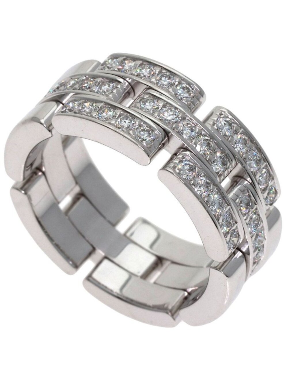 Cartier Maillon Panthere Half Diamond 54 Ring 18k White Gold